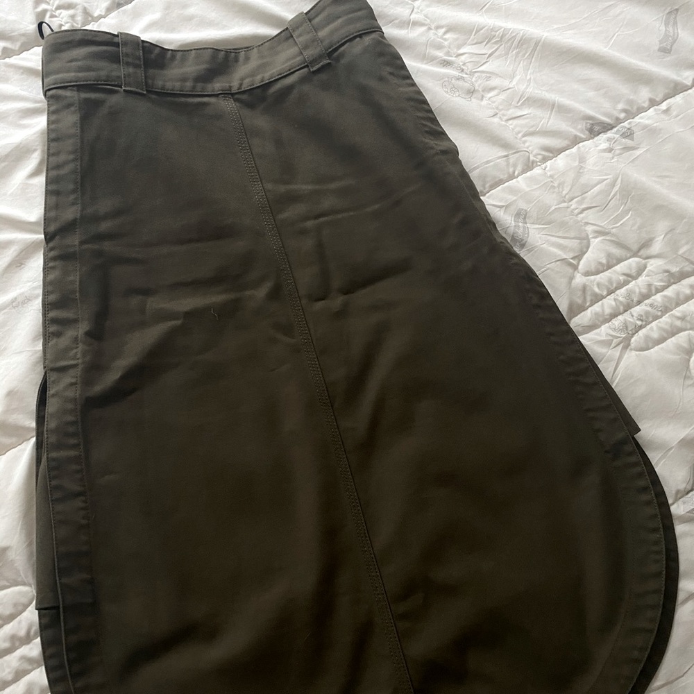 Celine runway army green shell skirt